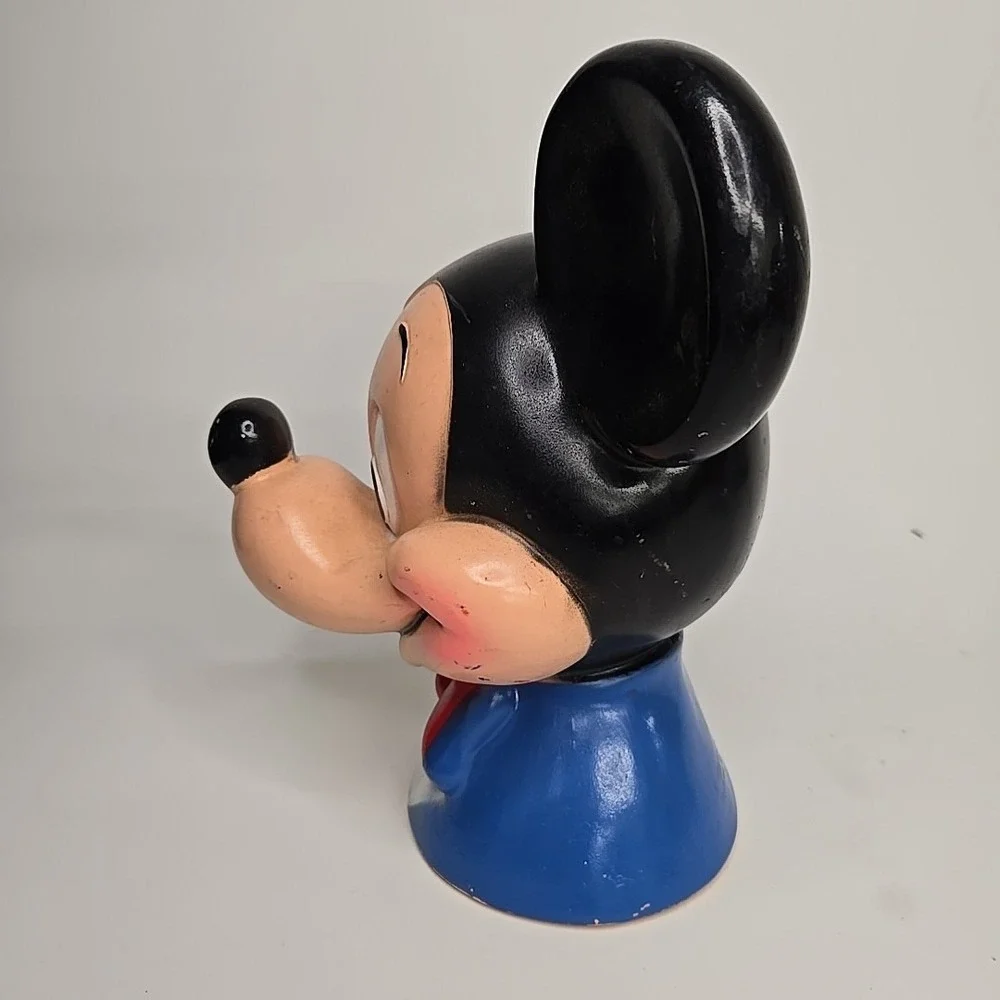 Vintage‎ 1971 Walt Disney Mickey Mouse Hard Plastic Coin Bank Without Stopper